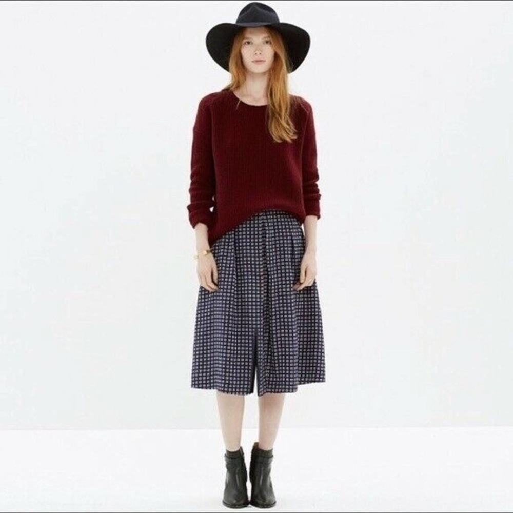 MADEWELL Silk Ascot Geo Printed Midi Skirt